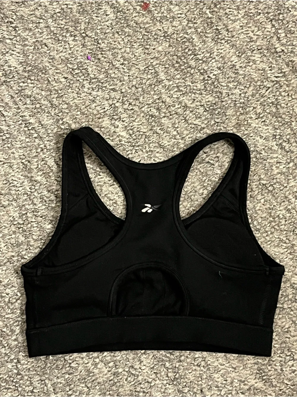 Reebok Women's Racerback Sports Bra Black Neon Yellow Graphic Logo Size Small